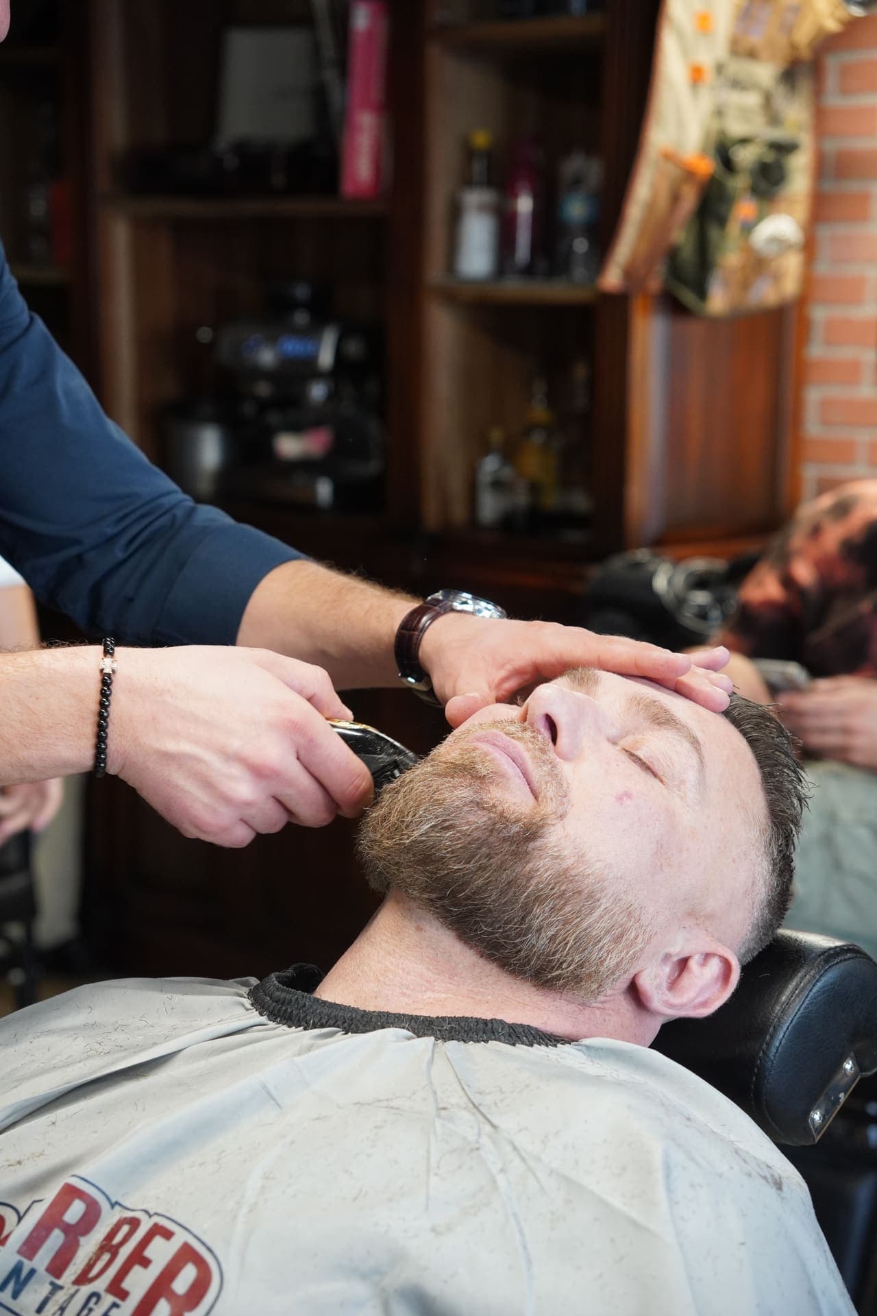 Precision scissor cut in progress